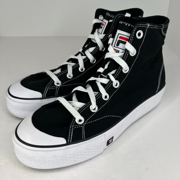 Fila Shoes - Fila Womens 5CM01781-014 Black Hi Top Canvas Lace Up Size 11 Casual Sneakers